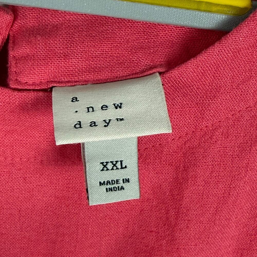 A New Day Cotton Linen Blend Pink High Neck A Line Mini Shift Dress NWT Size XXL - Picture 10 of 13